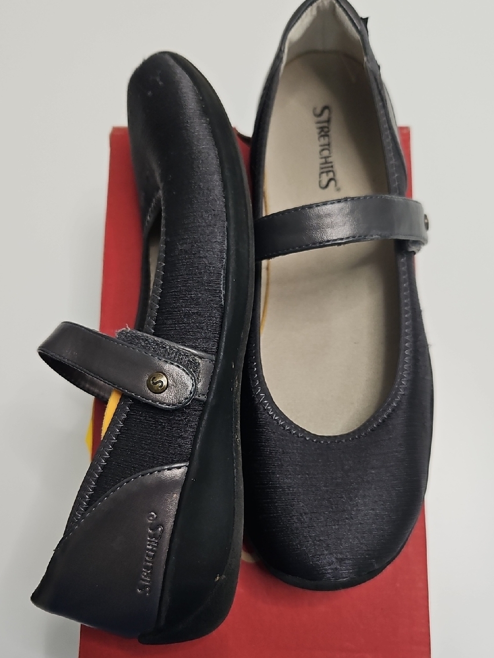 Gray Mary Jane Flats with Adjustable Strap